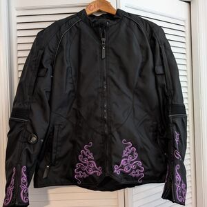 Joe Rocket Black Jacket with Purple Embroidery and Armour
